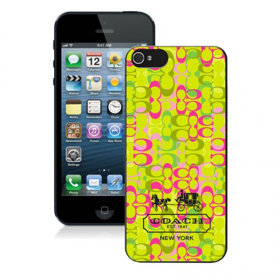 Coach In Confetti Signature Green iPhone 5 5S Cases AIZ | Women - Click Image to Close